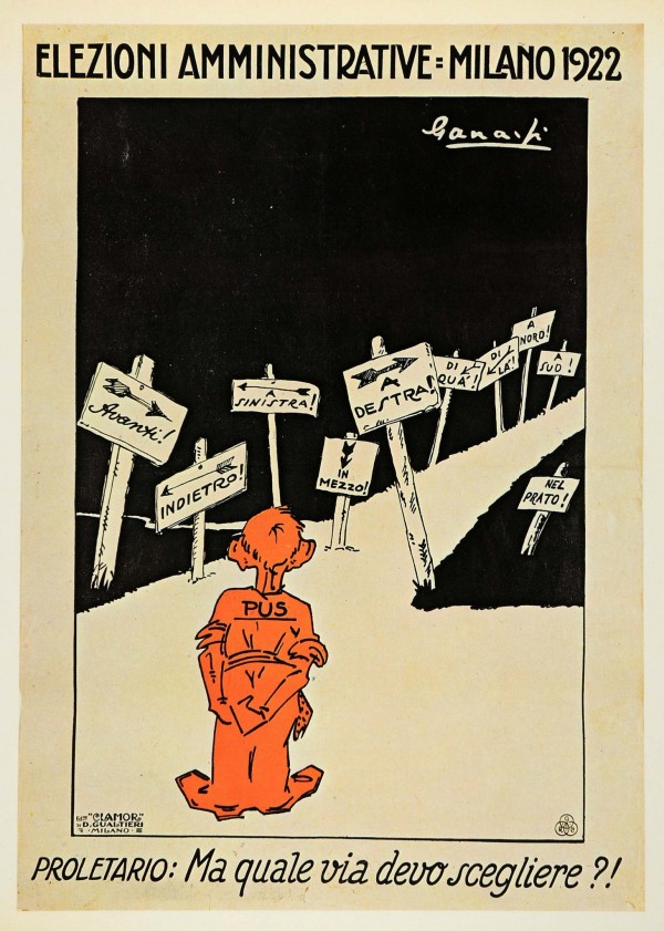 Print Poster Elections Administrative Milan Proletarian Ganassi Italian by VINTAGE POSTER
